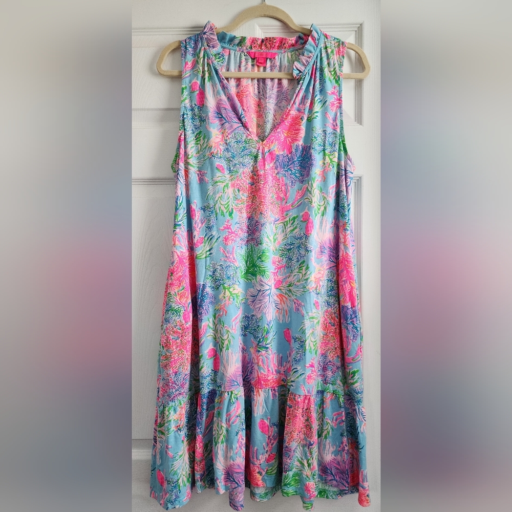 Lilly Pulitzer Malone Dress • Celestial Blue Cay To My Heart • - Picture 2 of 6